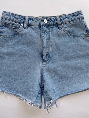 Abrand Light Blue High-Rise Cutoff Denim Shorts